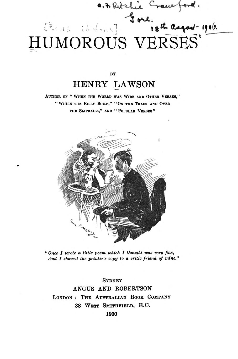 Cover of Humorous Verses