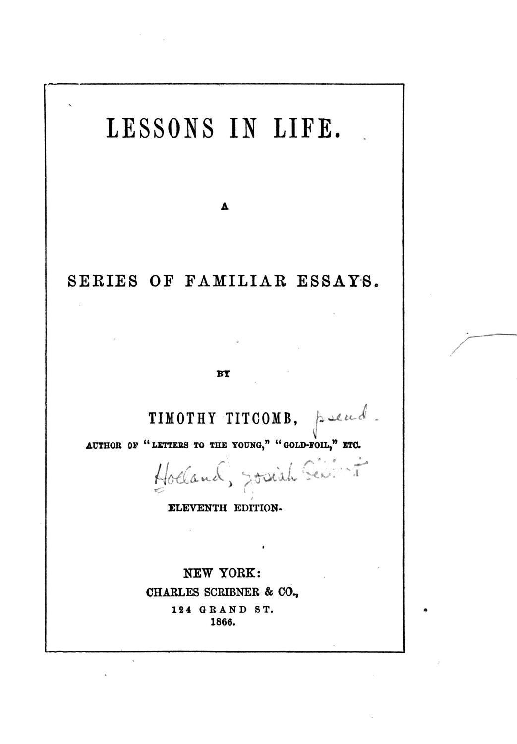 Cover of Lessons In Life