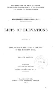 Cover of Lists of Elevations Principally in That Portion of the United States West of the Mississippi River