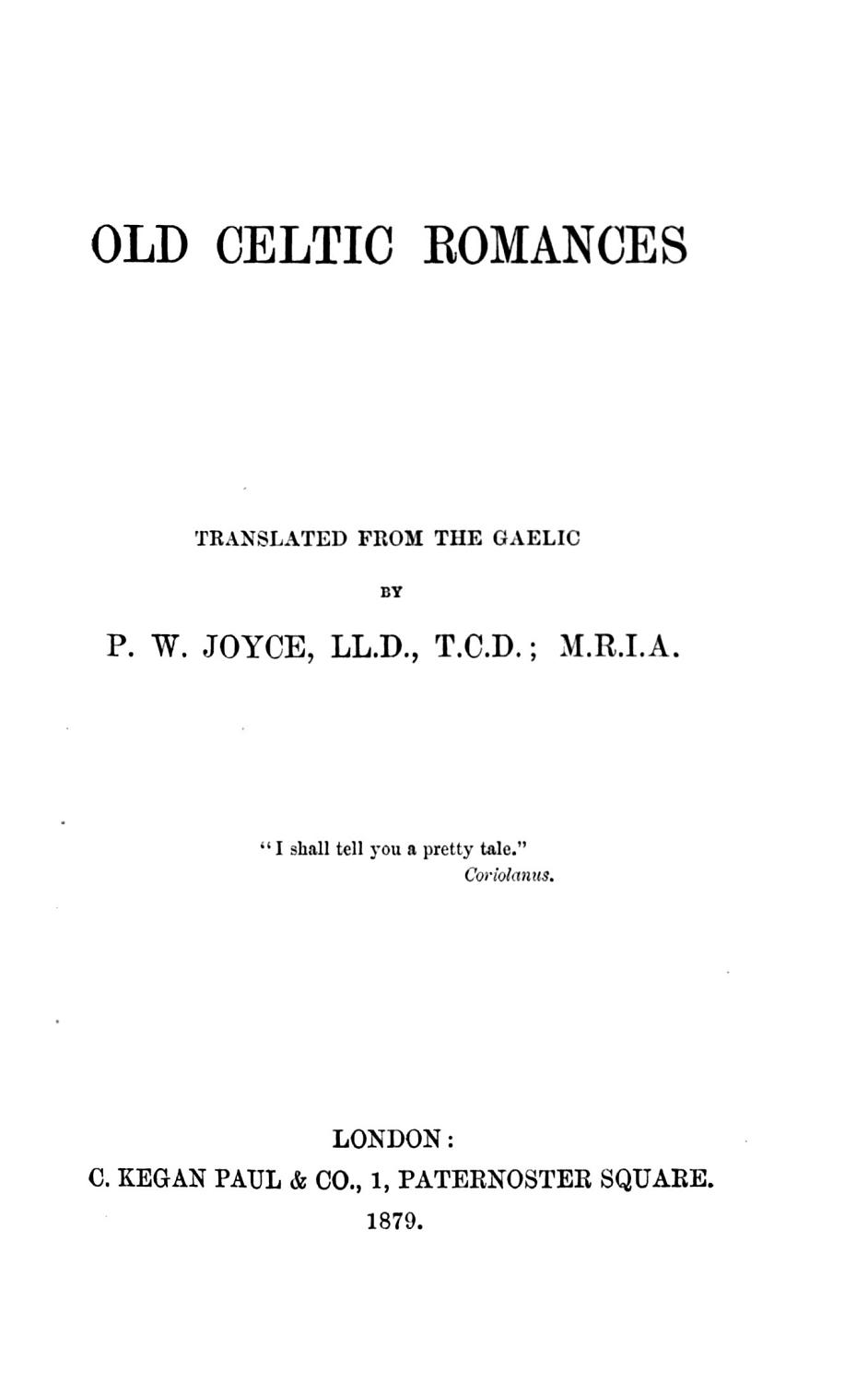 Cover of Old Celtic Romances