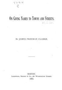 Cover of On Giving Names to Towns and Streets