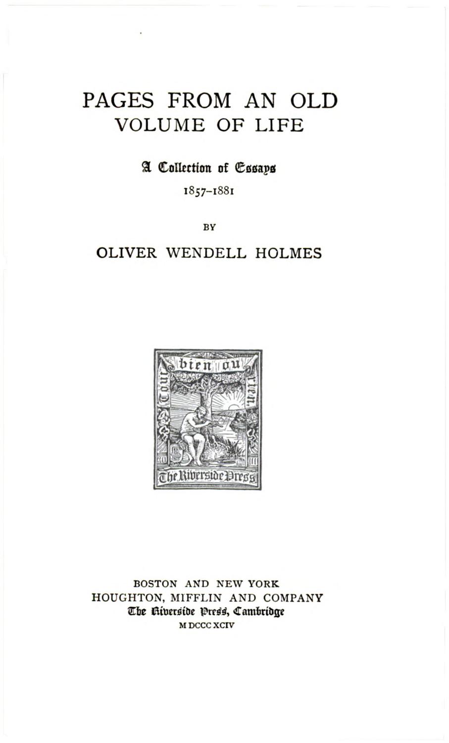 Cover of Pages From An Old Volume Of Life