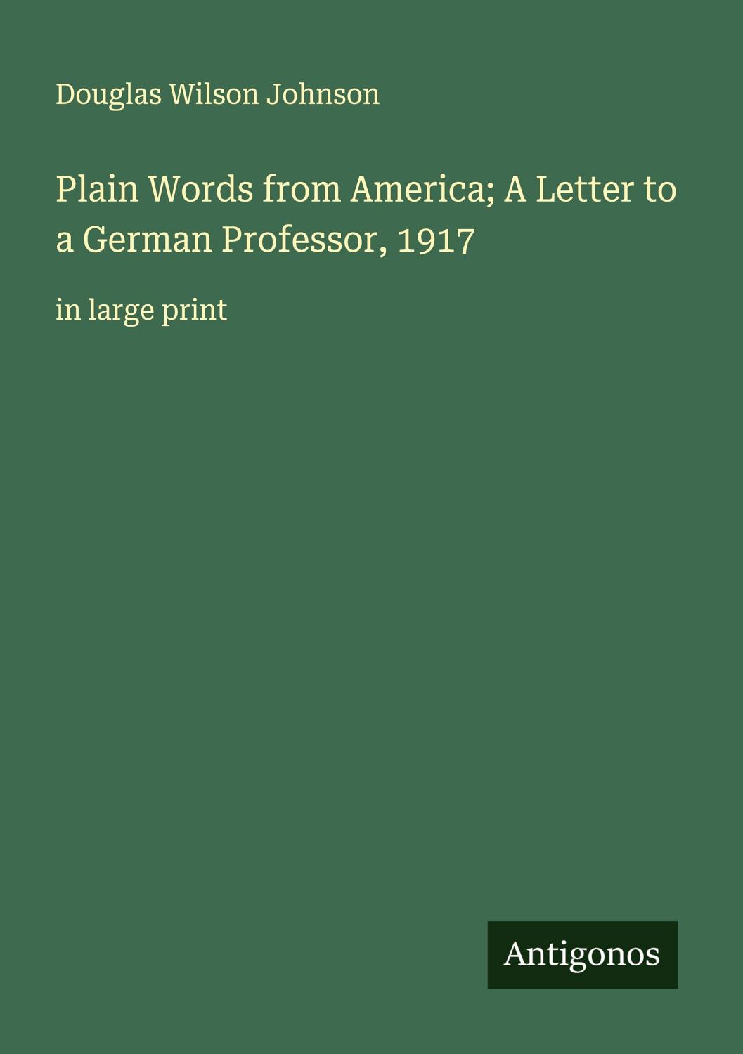 Cover of Plain Words From America