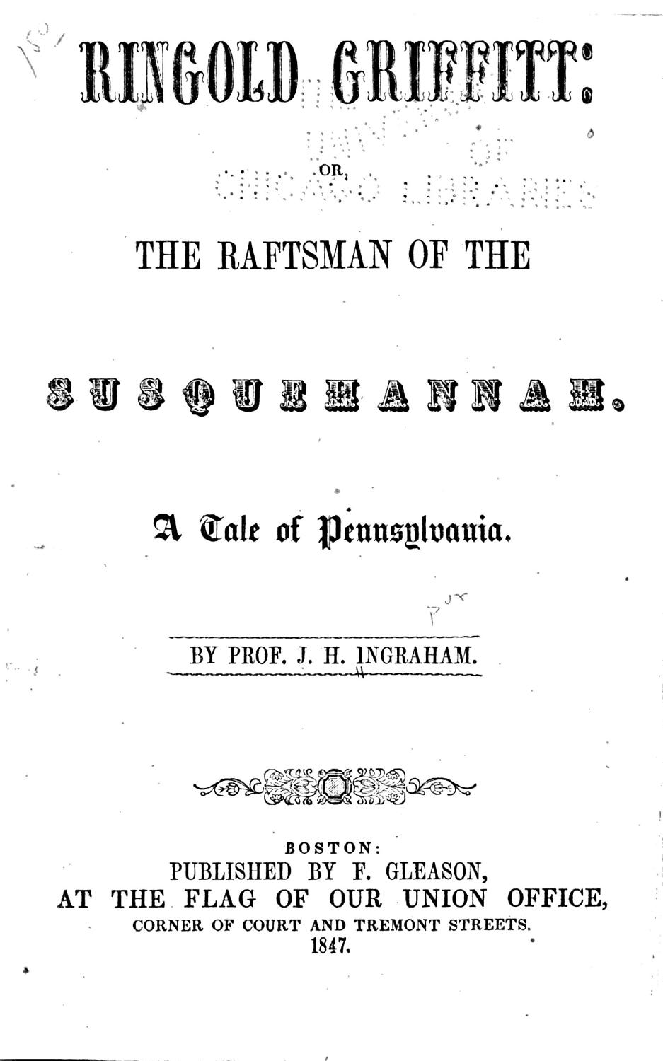 Cover of Ringold Griffitt Or The Raftsman Of The Susquehannah A Tale Of Pennsylvania