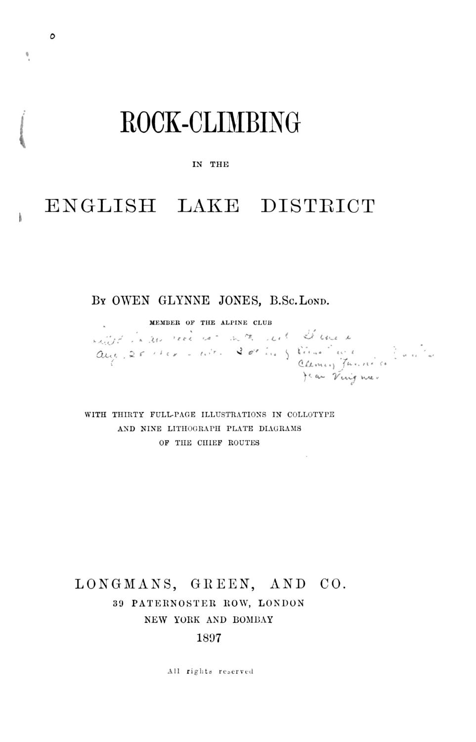 Cover of Rock Climbing In The English Lake District