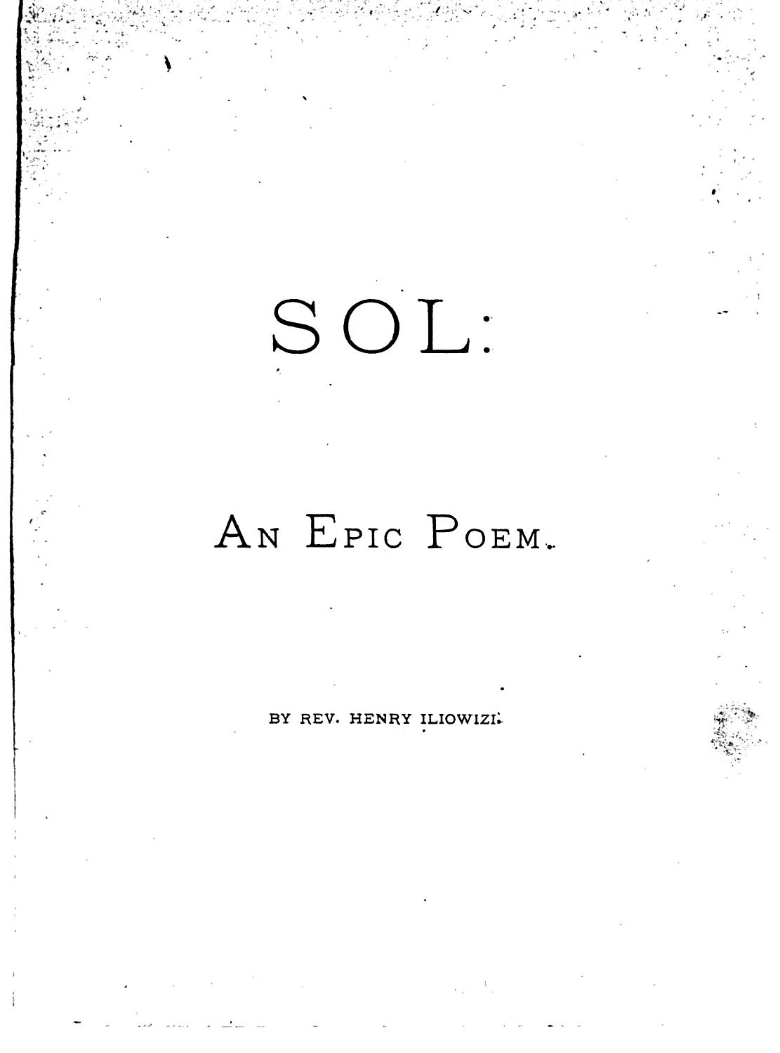 Cover of Sol: An Epic Poem