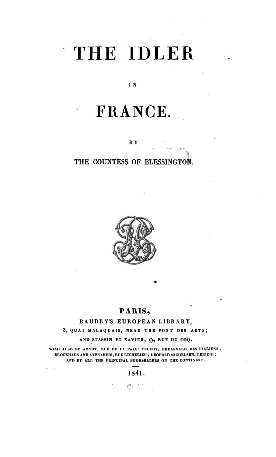 Cover of The Idler in France