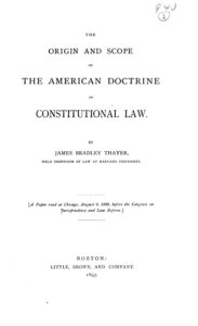 Cover of The Origin And Scope Of The American Doctrine Of Constitutional Law