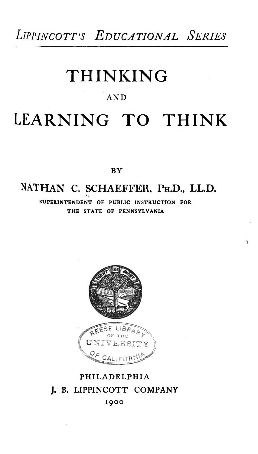 Cover of Thinking and Learning to Think