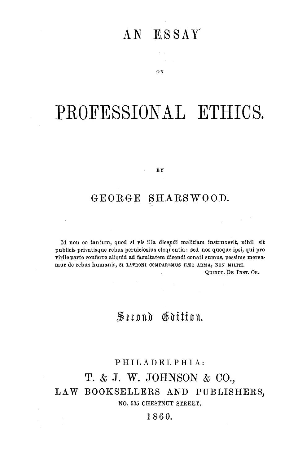 An Essay On Professional Ethics Pg22359