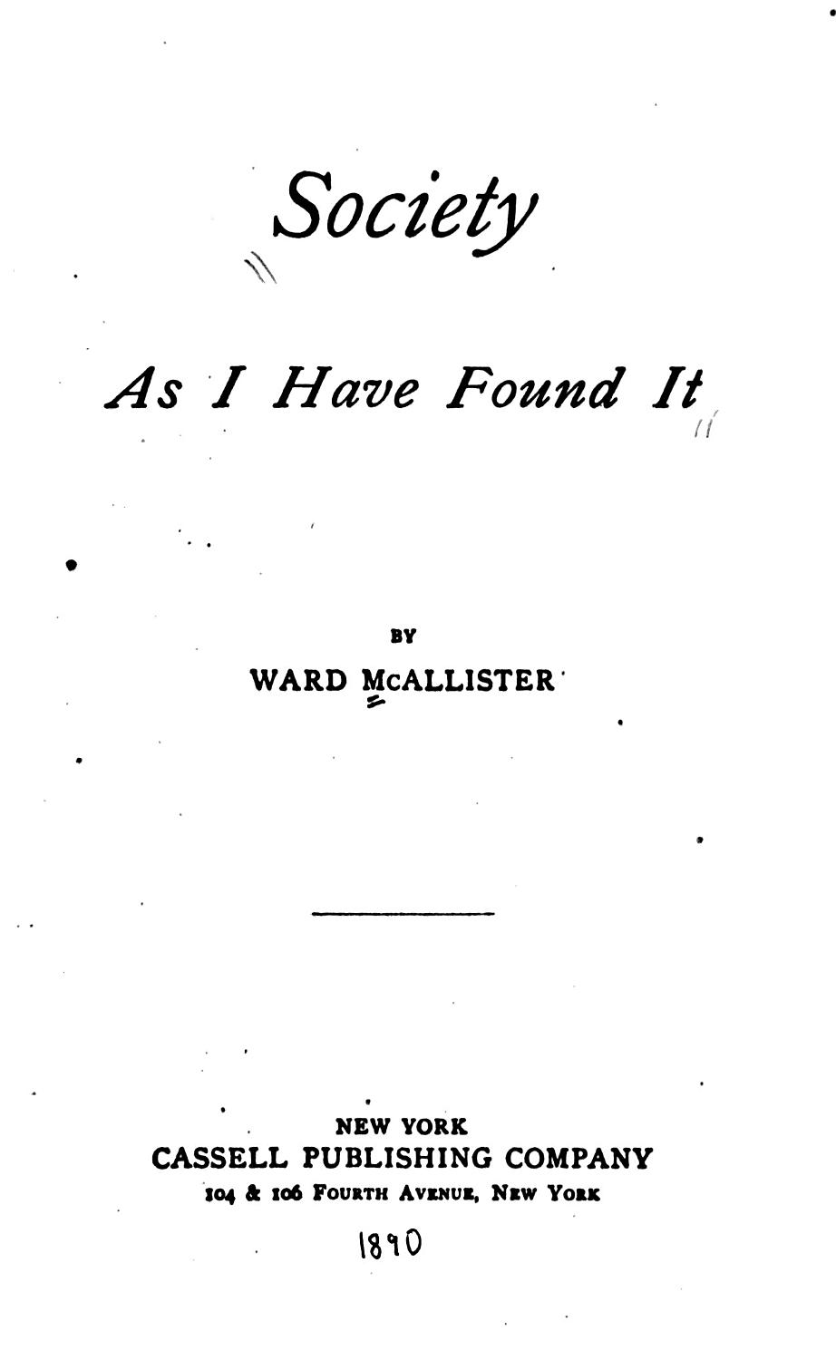 Society As I Have Found It Pg55300