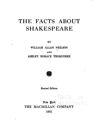 The Facts About Shakespeare Pg22281