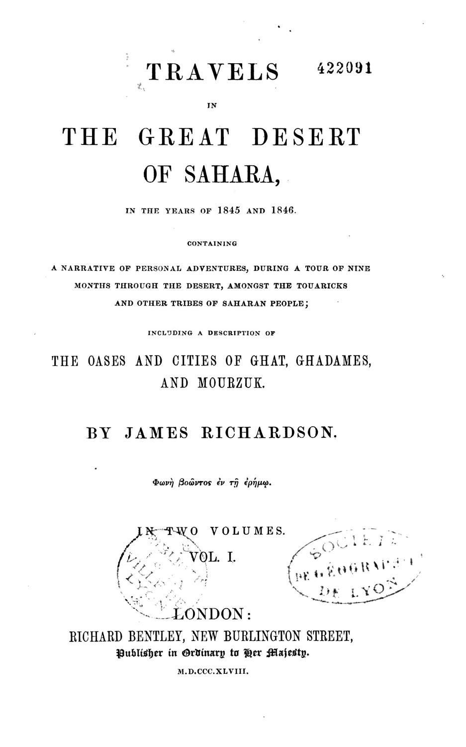 Travels In The Great Desert Of Sahara In The Years Of 1845 And 1846 Pg22094