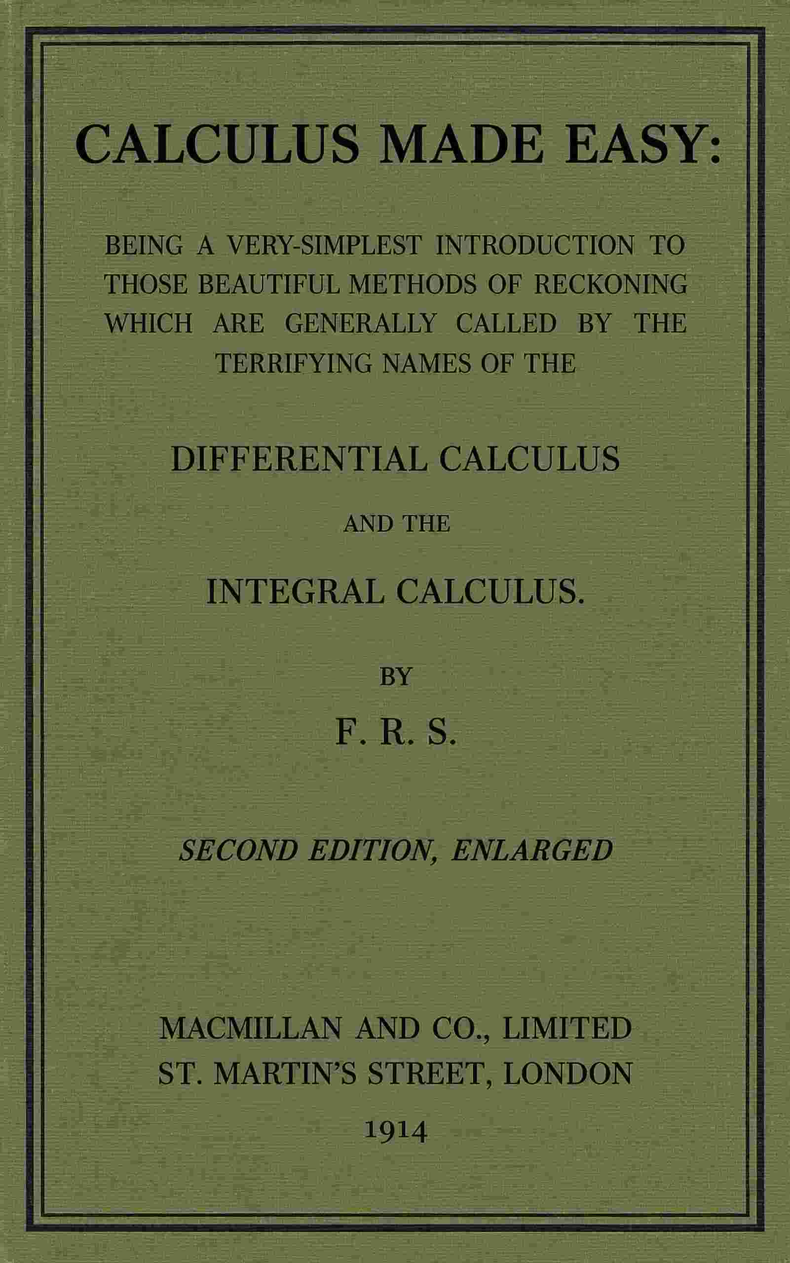 Calculus Made Easy by Silvanus P. Thompson, book cover