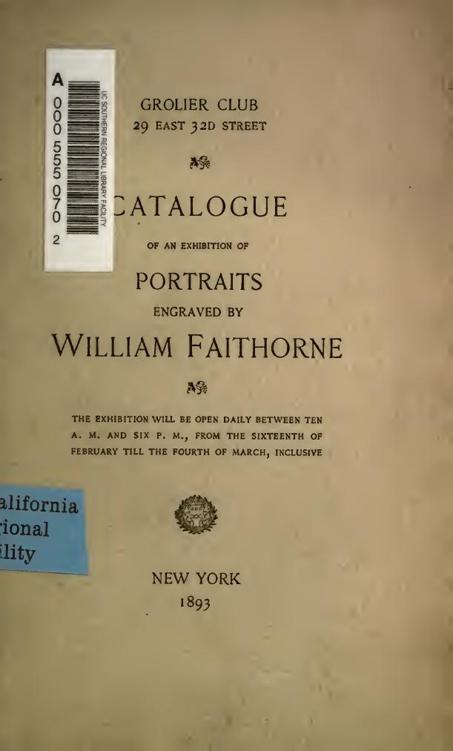Catalogue of an Exhibition of Portraits Engraved by Grolier Club, book cover