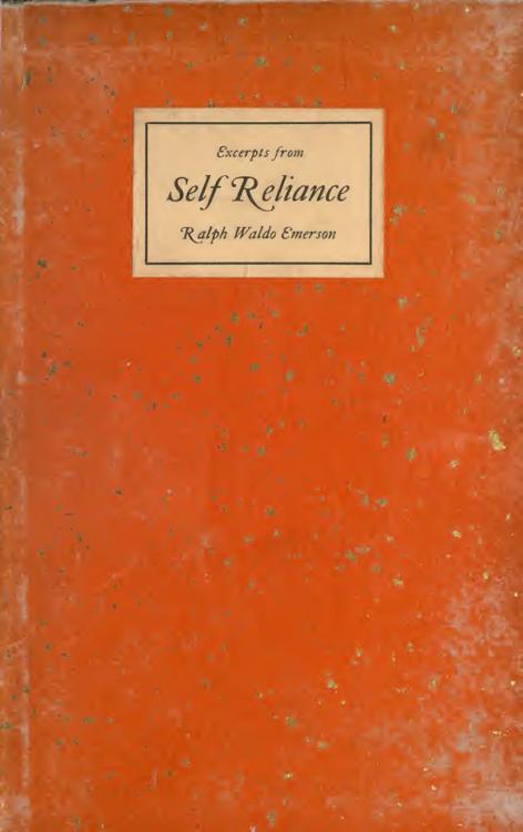 Excerpts from Self Reliance by Ralph Waldo Emerson, book cover