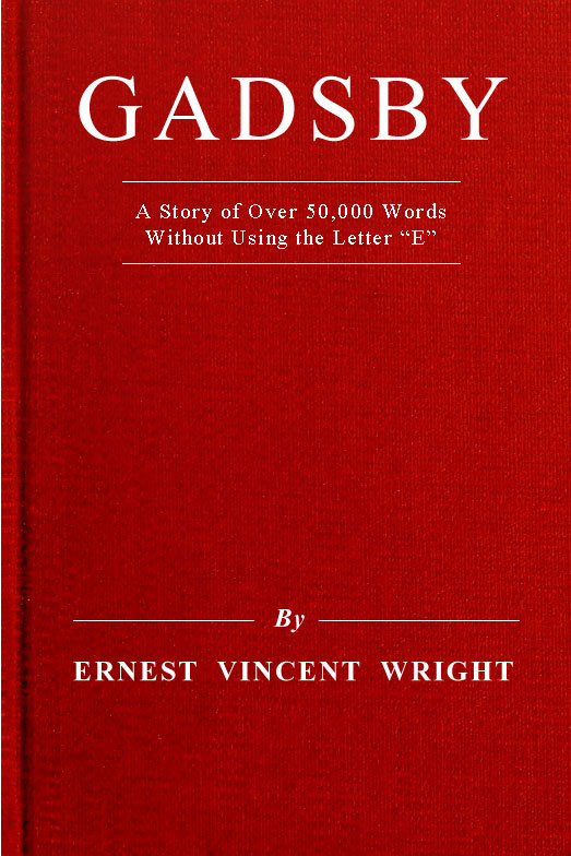 Gadsby by Ernest Vincent Wright, book cover