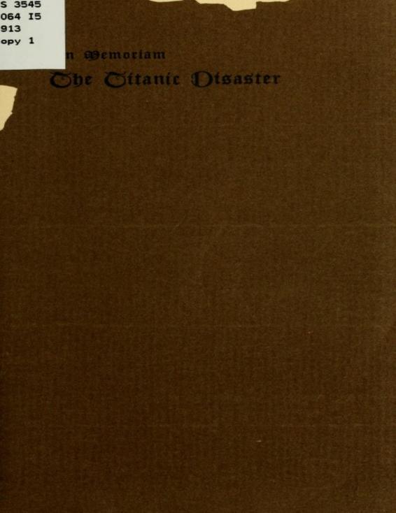 In Memoriam, the Titanic Disaster by H. Rea Woodman, book cover