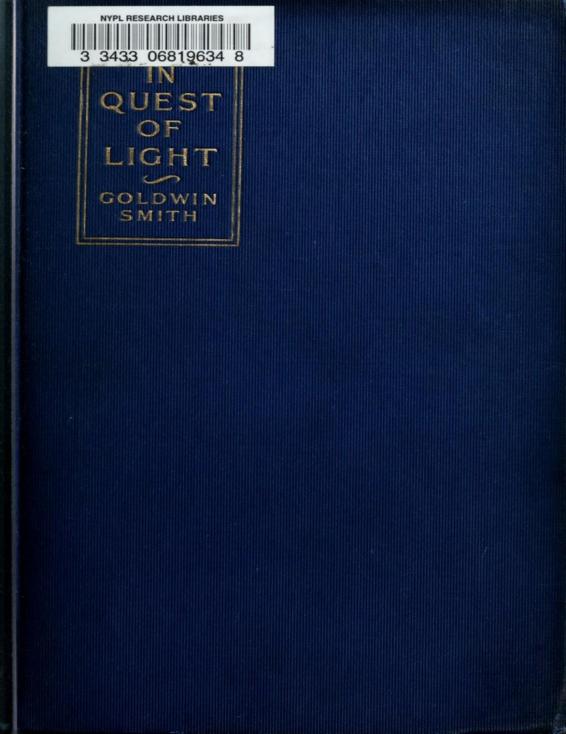 In Quest of Light by Goldwin Smith, book cover