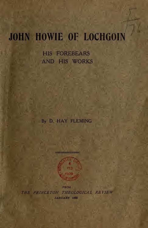 John Howie of Lochgoin by David Hay Fleming, book cover