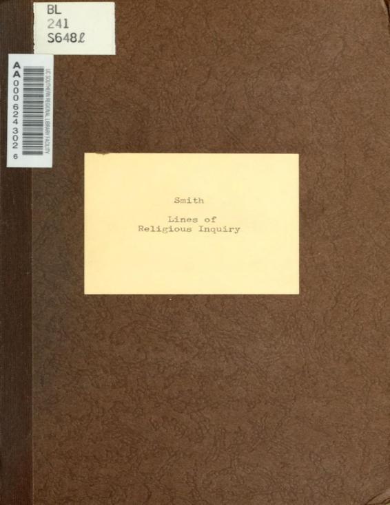 Lines of Religious Inquiry by Goldwin Smith, book cover