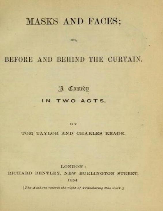 Masks and faces by Charles Reade, book cover