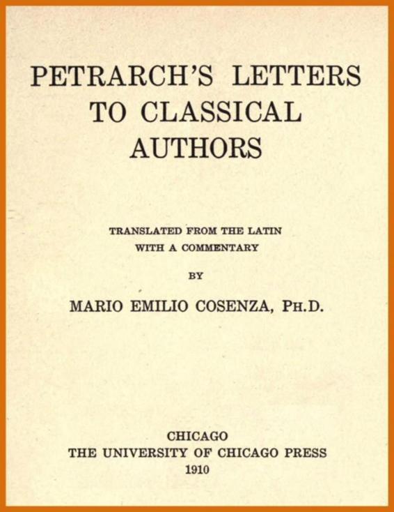 Petrarch's Letters To Classical Authors by Professor Francesco Petrarca, book cover