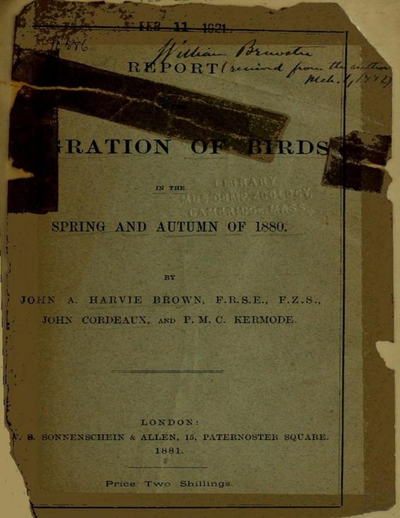 Report on the Migration of Birds by John Alexander Harvie-Brown, book cover