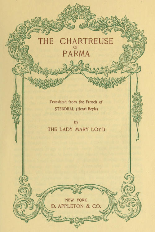 The Chartreuse of Parma by Stendhal, book cover