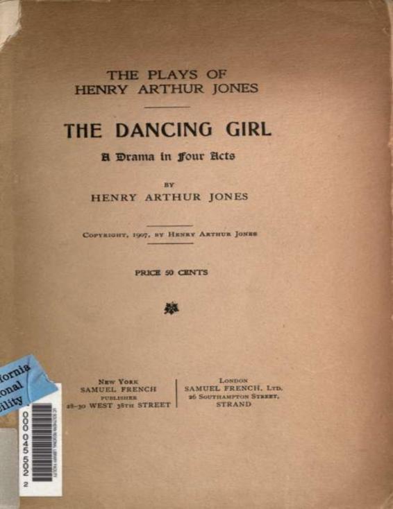 The Dancing Girl by Henry Arthur Jones, book cover