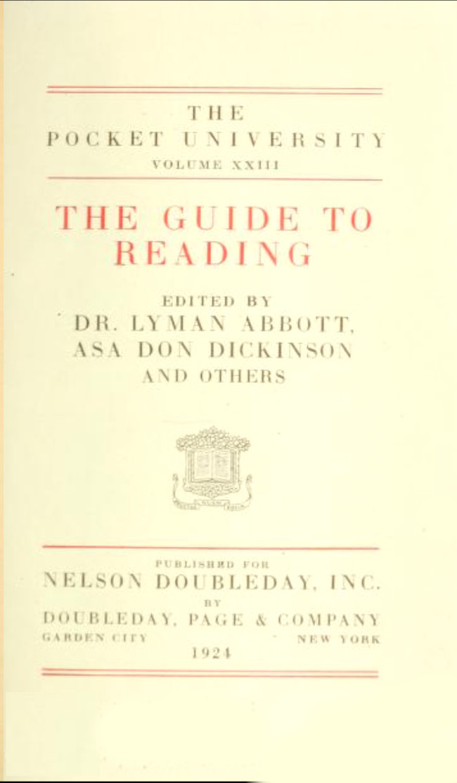 The Guide To Reading by Lyman Abbott, book cover