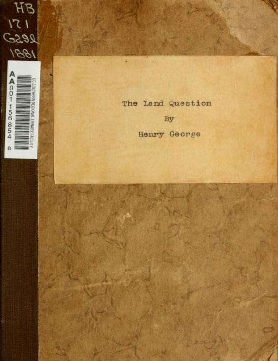 The Land Question by Henry George, book cover