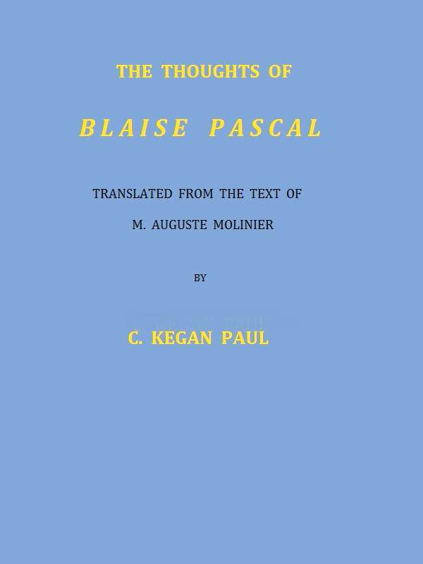 The Thoughts of Blaise Pascal by Blaise Pascal, book cover
