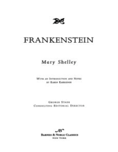Frankenstein: The 1818 Text