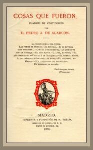 Portada de Cosas que fueron: cuadros de costumbres de Pedro Antonio de Alarcón