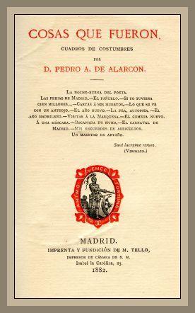 Cosas que fueron: cuadros de costumbres de Pedro Antonio de Alarcón, portada del libro