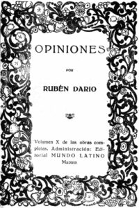 Portada de Opiniones de Rubén Darío