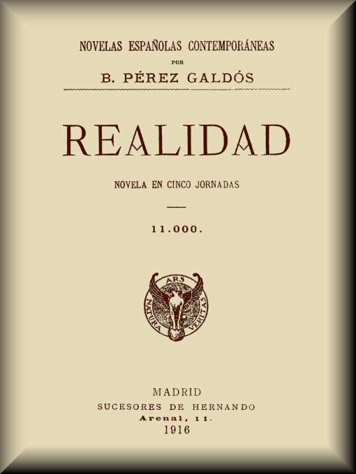 Realidad: novela en cinco jornadas de Benito Pérez Galdós, portada del libro