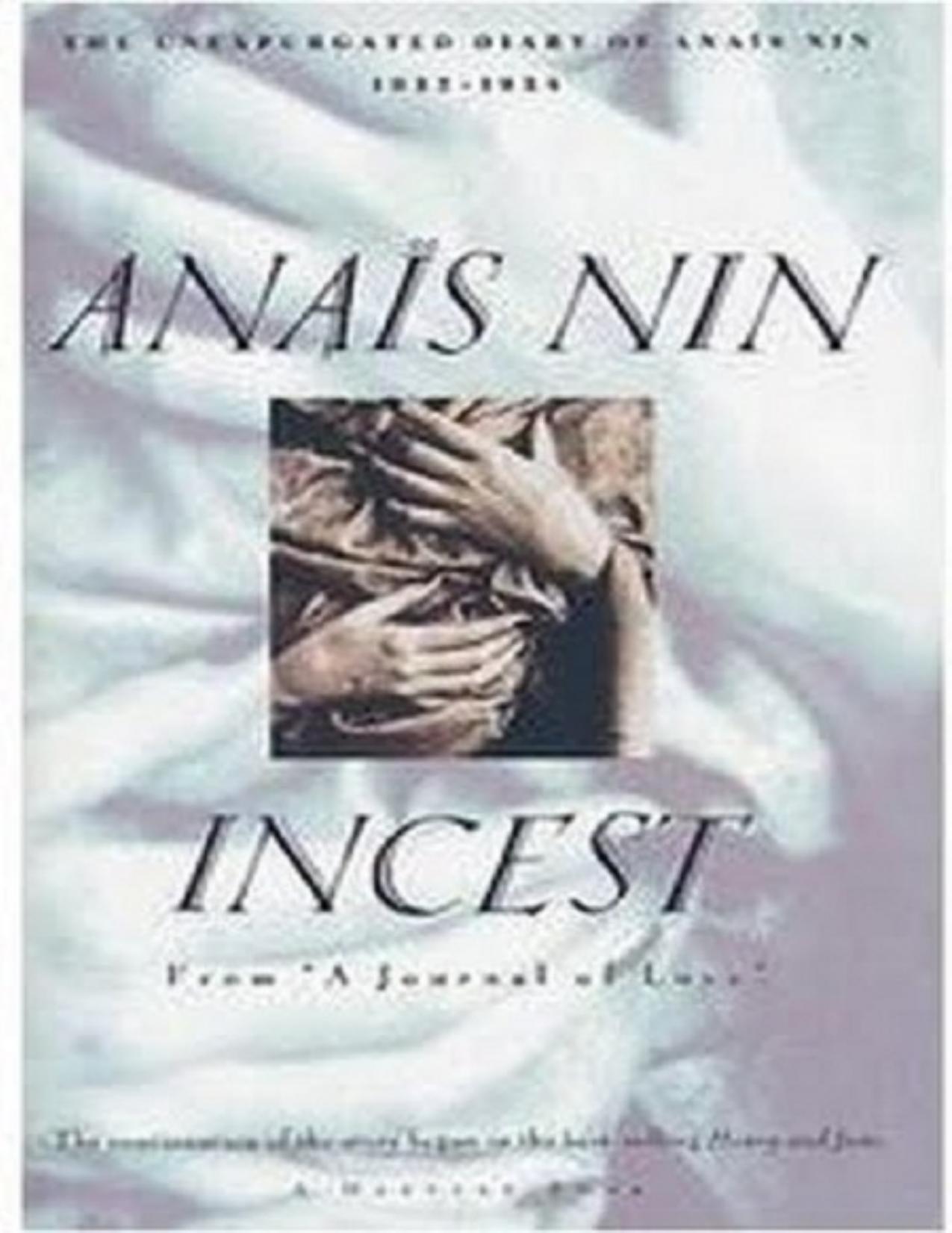 Incesto, diario amoroso de Anaïs Nin, portada del libro