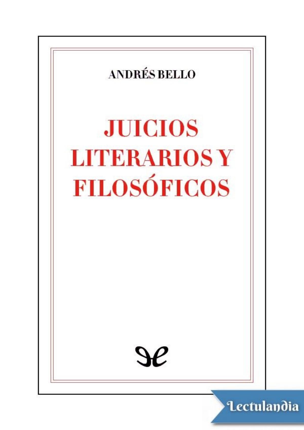 Juicios literarios y filosóficos de Andrés Bello, portada del libro