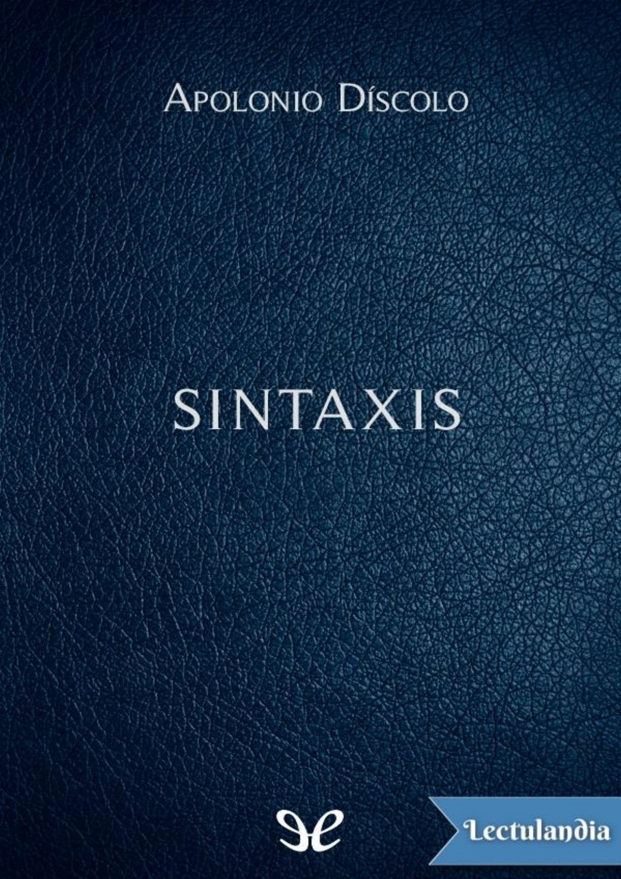 Sintaxis de Apolonio Díscolo, portada del libro