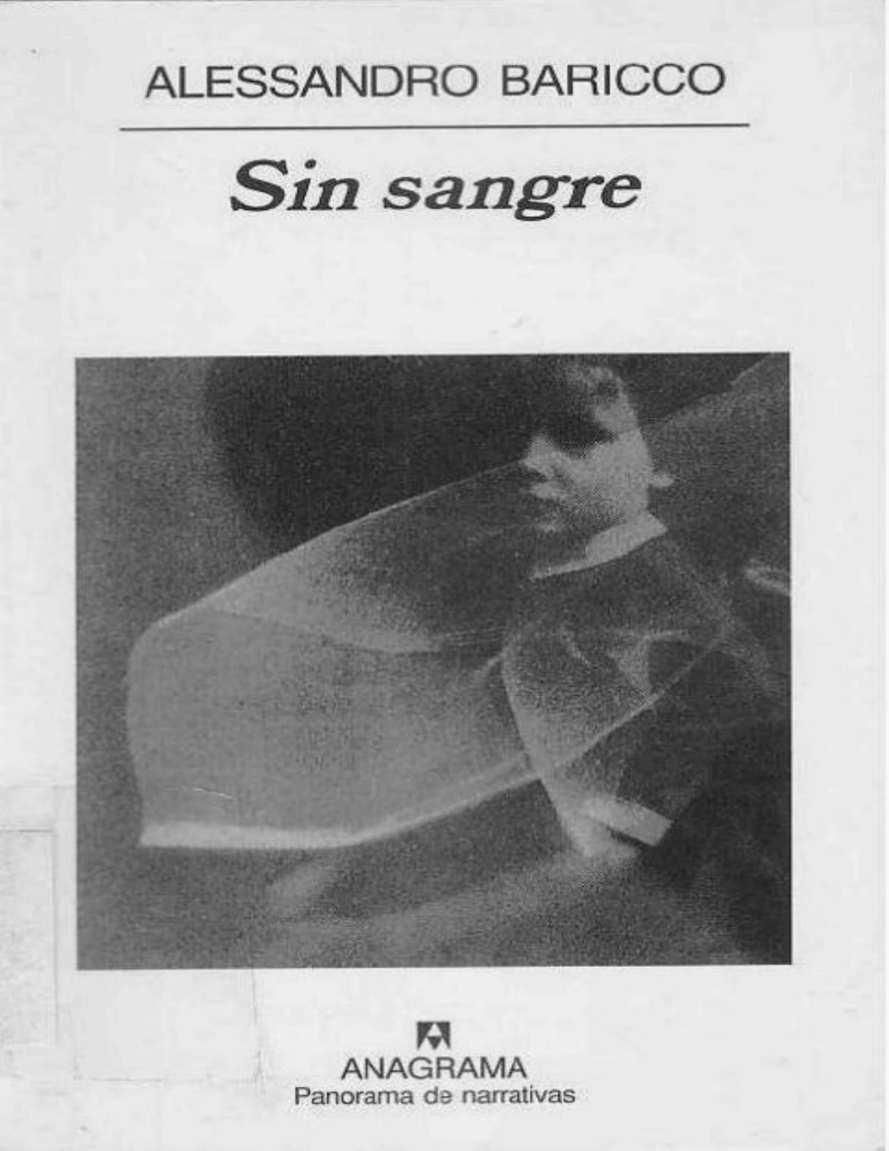 Sin sangre de Alessandro Baricco, portada del libro