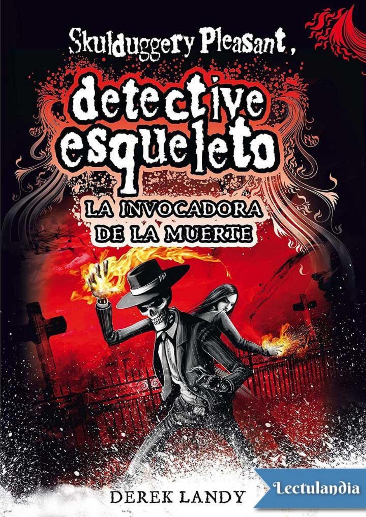 La invocadora de la muerte de Derek Landy, portada del libro