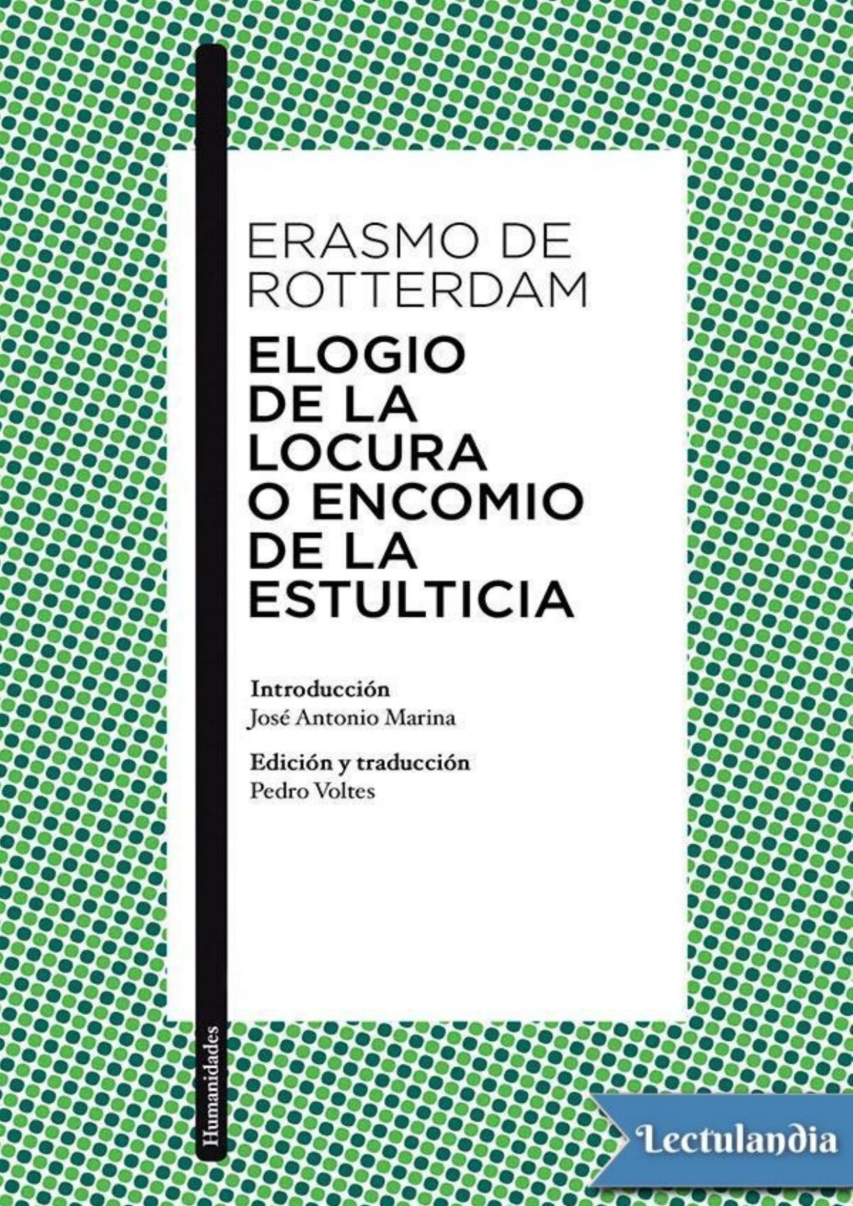 Elogio de la locura o Encomio de la estulticia de Erasmo de Rotterdam, portada del libro