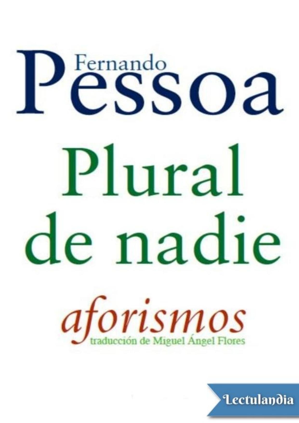 Plural de nadie de Fernando Pessoa, portada del libro