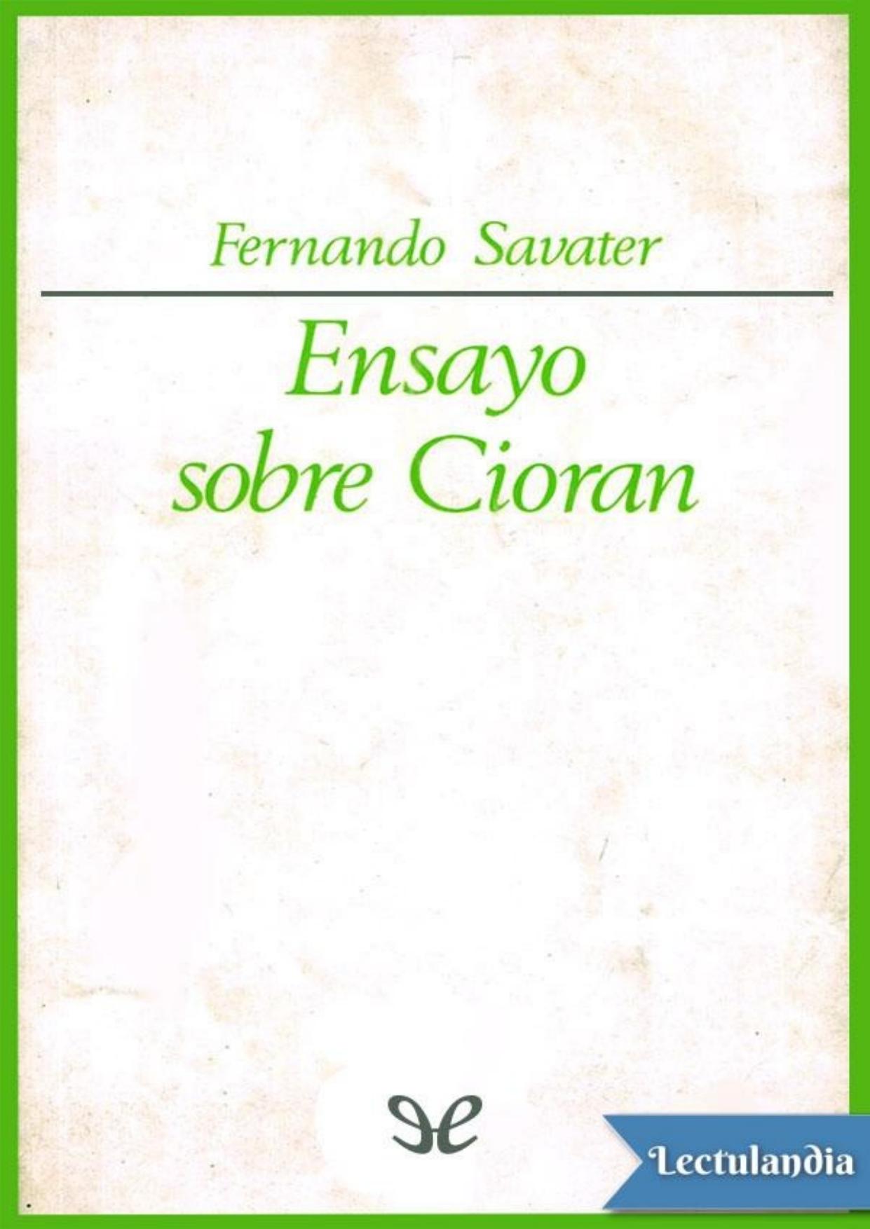 Ensayo sobre Cioran de Fernando Savater, portada del libro