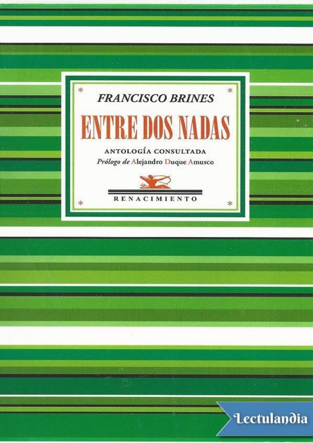 Entre dos nadas de Francisco Brines, portada del libro