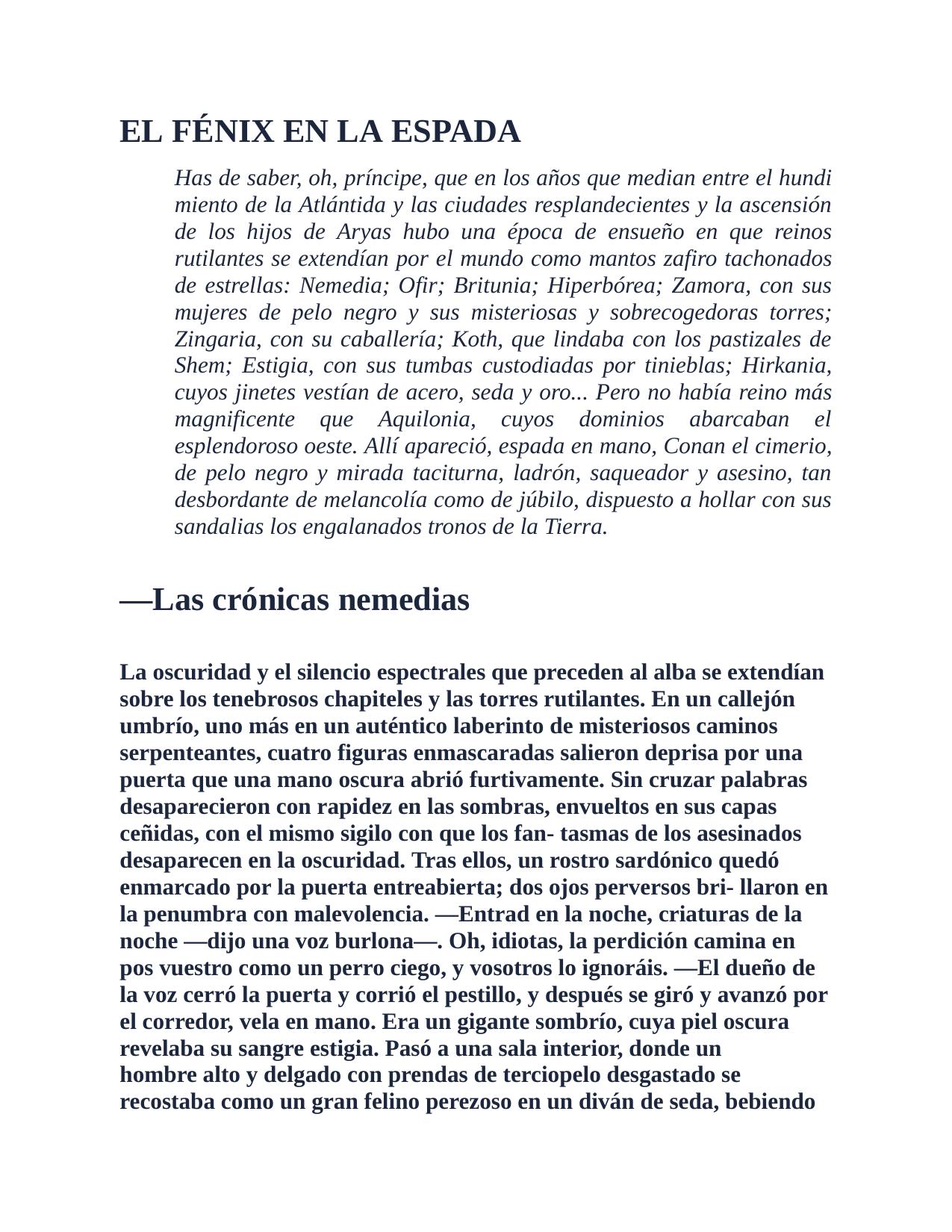 El Fénix en la espada de Robert E Howard, portada del libro