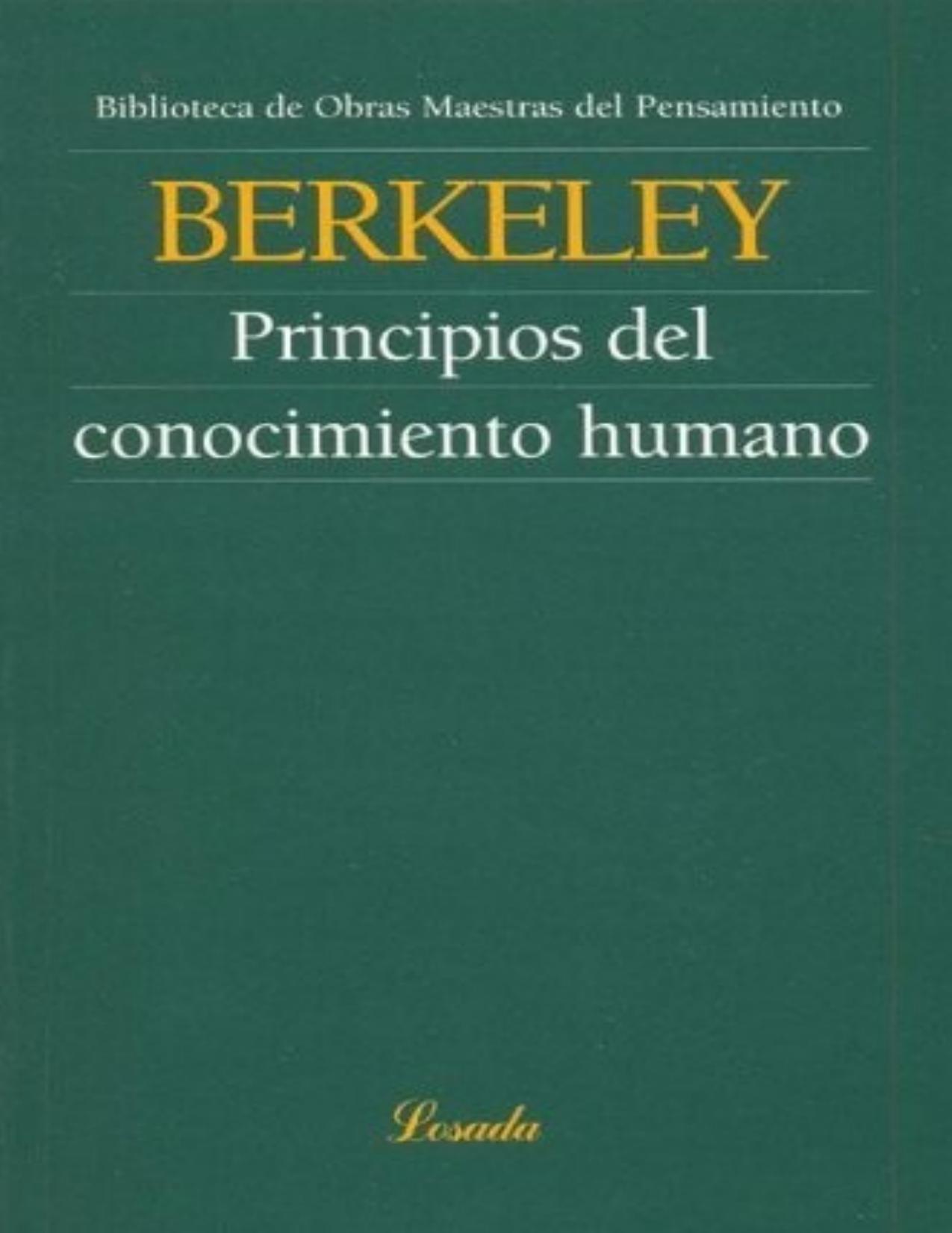 Principios del Conocimiento Humano de George Berkeley, portada del libro