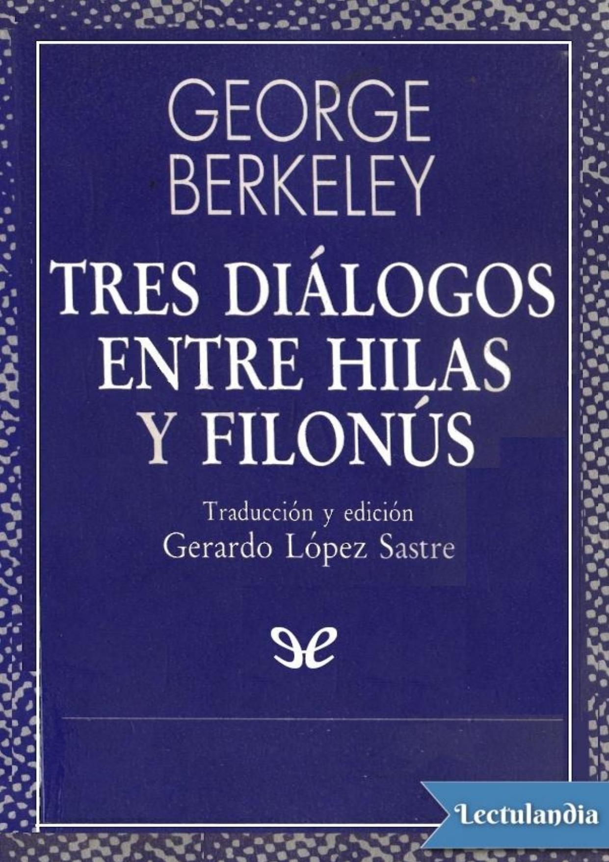 Tres diálogos entre Hilas y Filonús de George Berkeley, portada del libro